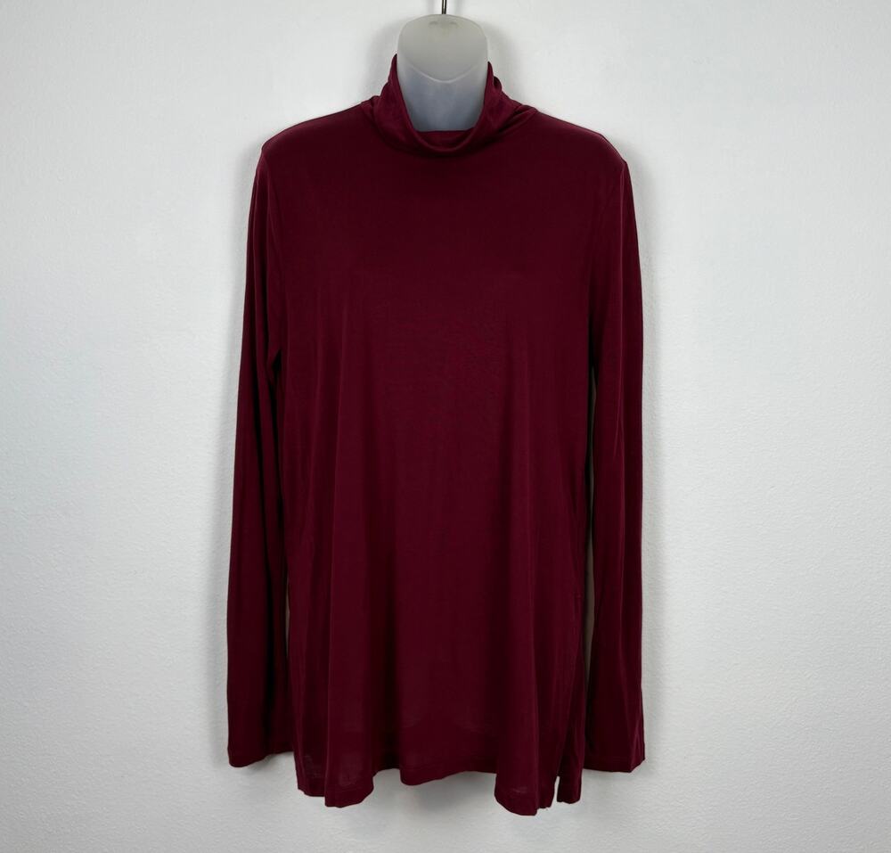 J.Crew Lyocell Drapey Lightweight Turtleneck Tunic Top K3763 Burgundy Red M NWT